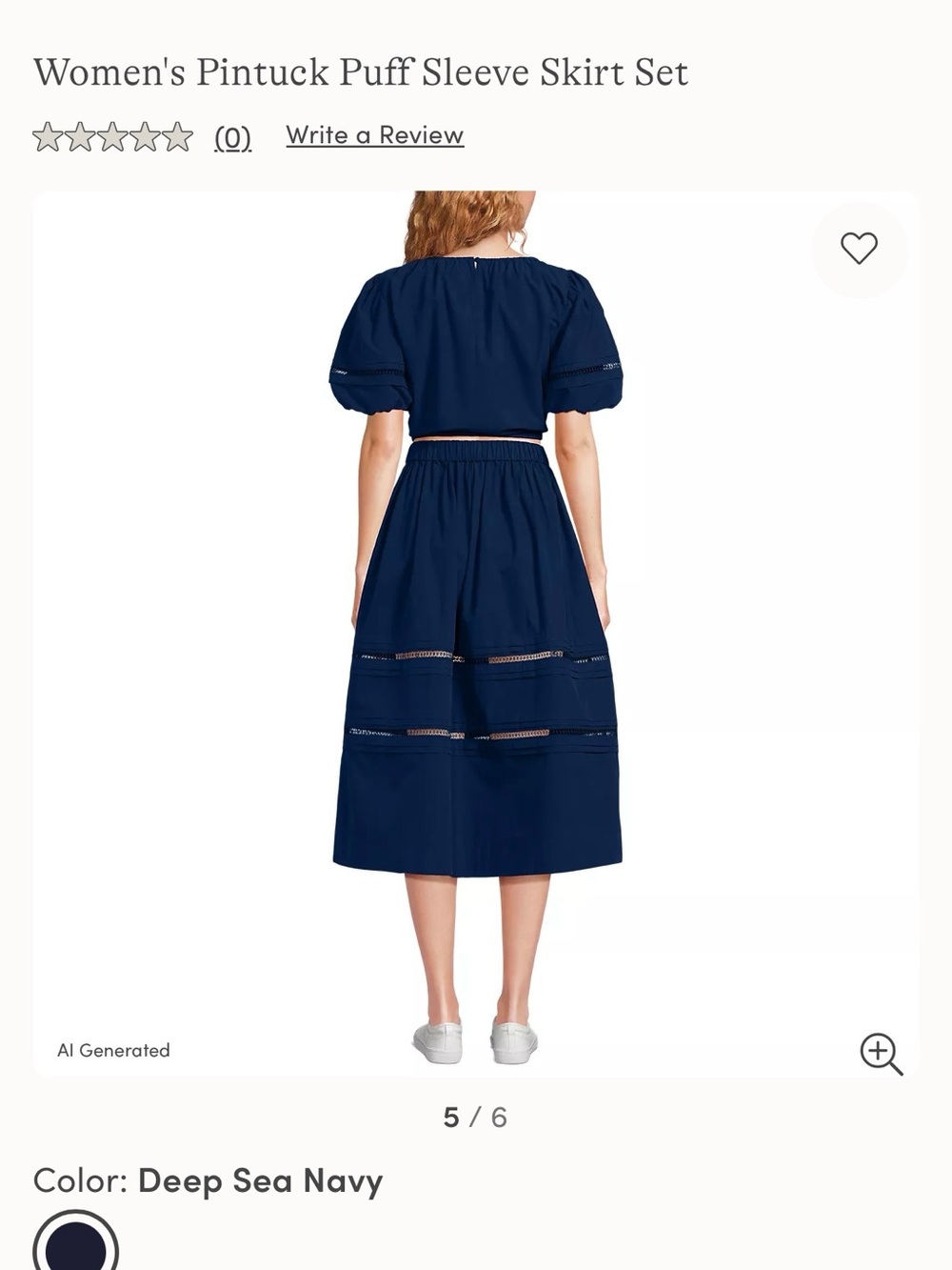 Lands' End Navy Eyelet-Trim Elastic-Waist Midi Skirt and top